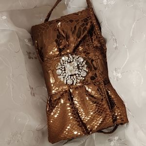 Beautiful copper faux reptile skin evening bag/ shoulder purse.